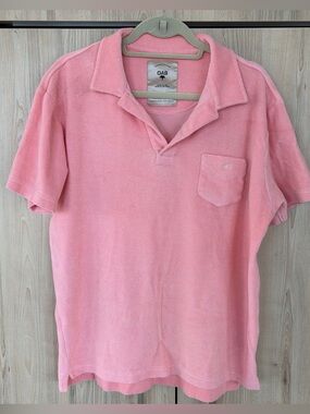 OAS Terry Polo Shirt Men’s XL Peach 100% Cotton Resort Beach Short Sleeve preppy